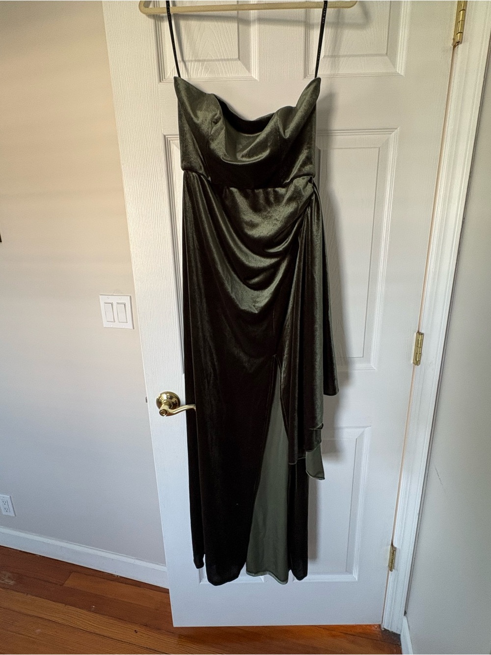 After Six Olive Green Strapless Gown